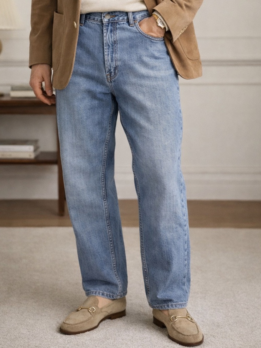 Hugo Boss Select Line Men’s Jeans Size 42x32 Straight Leg Light Wash Premium